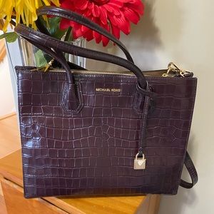 Michael Kors Mercer Large Crossbody Leather Handbag Tote Purse